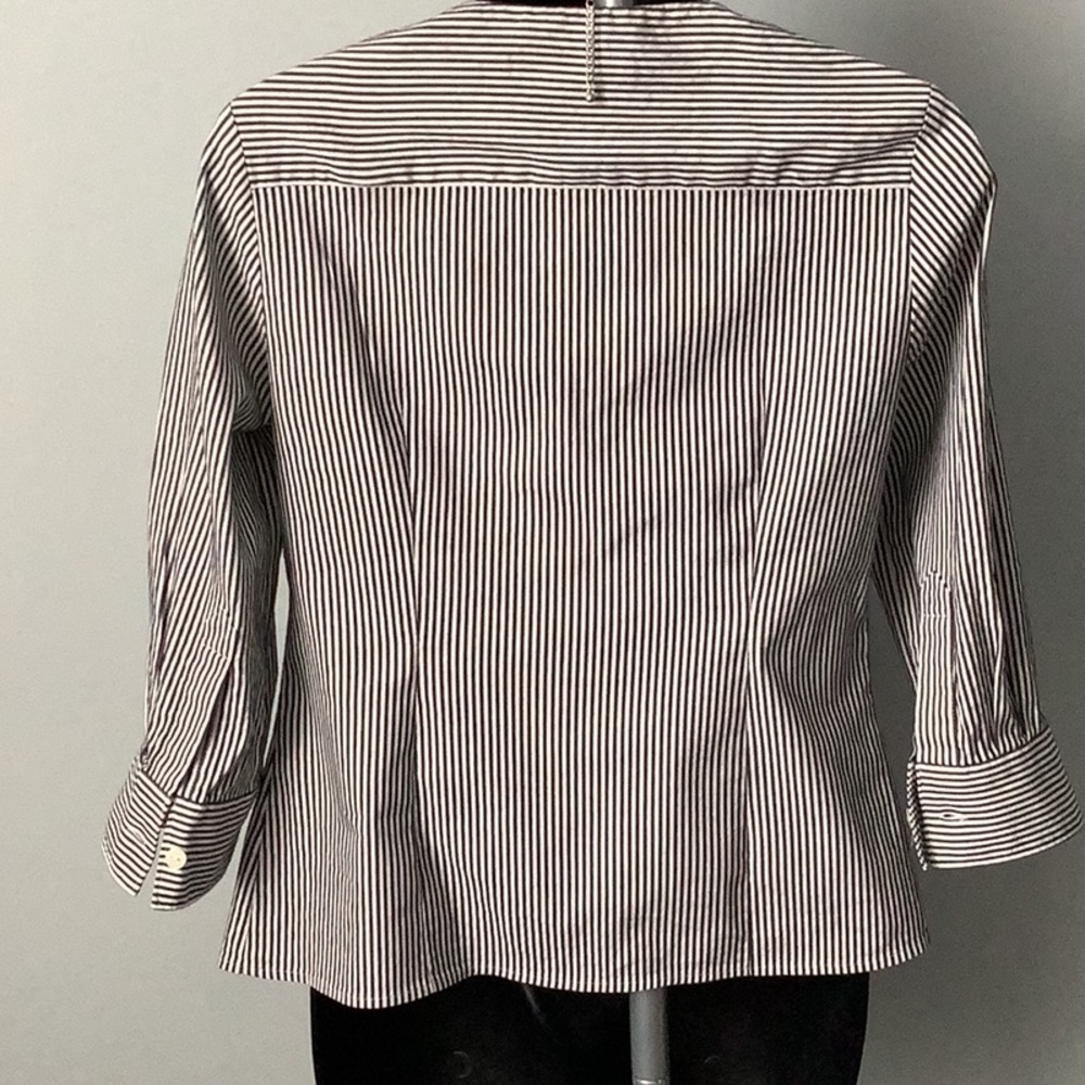 Designer Ruffled Pinstripe Blouse - Picture 4 of 9